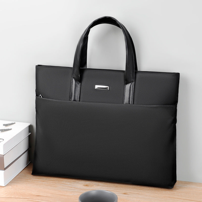 Slim Document Organizer Tote with Interior Pockets and Soft Handles for Work