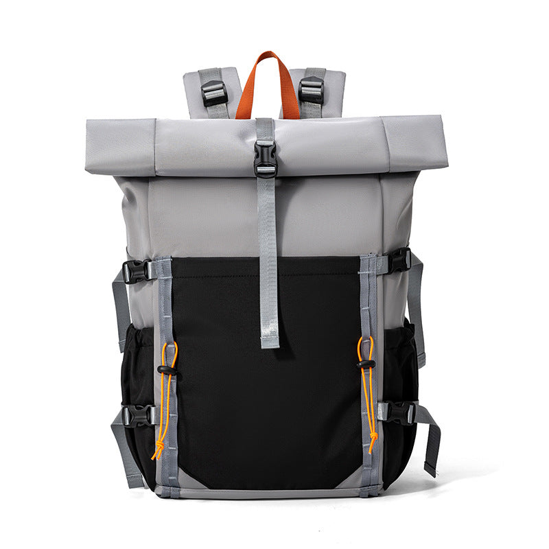 Rolltop Backpack with Water Resistant Fabric and Adjustable Storage, Ergonomic Shoulder Straps