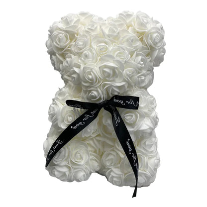 Foam Rose Teddy Bear with Ribbon Accent and Long-Lasting Design