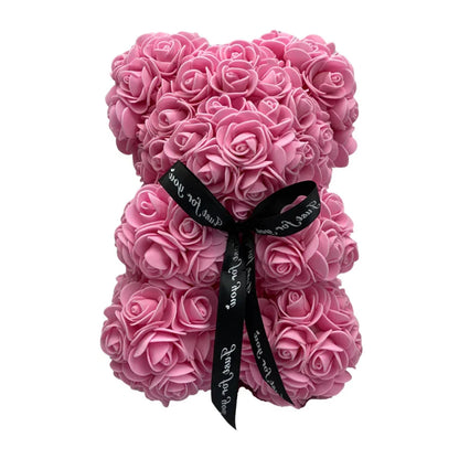 Foam Rose Teddy Bear with Ribbon Accent and Long-Lasting Design