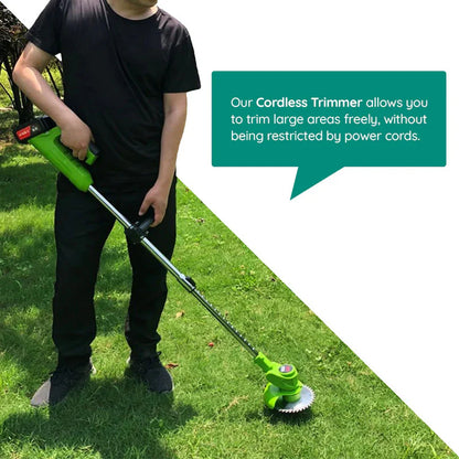 Cordless Lawn Trimmer with 24V Motor and Telescopic Rod, Multi-Angle Head