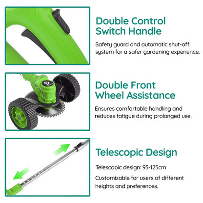 Cordless Lawn Trimmer with 24V Motor and Telescopic Rod, Multi-Angle Head