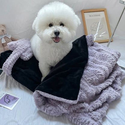 Plush Pet Bed Set with Faux Fur and Raised Edges, Machine Washable