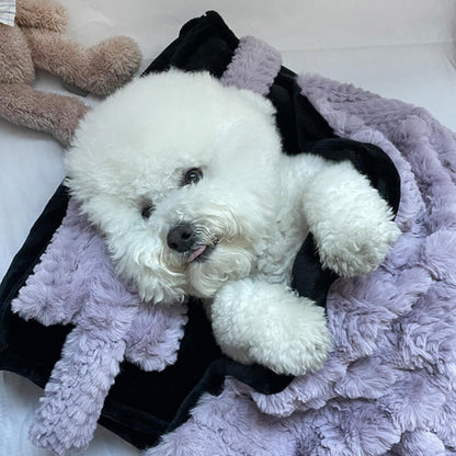Soft Faux Fur Pet Bed with Raised Edges and Removable Blanket