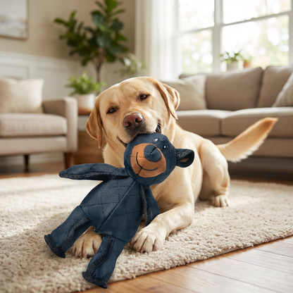 Chew Resistant Bear Dog Toy with Squeaker and Reinforced Stitching, 8x10 Inches