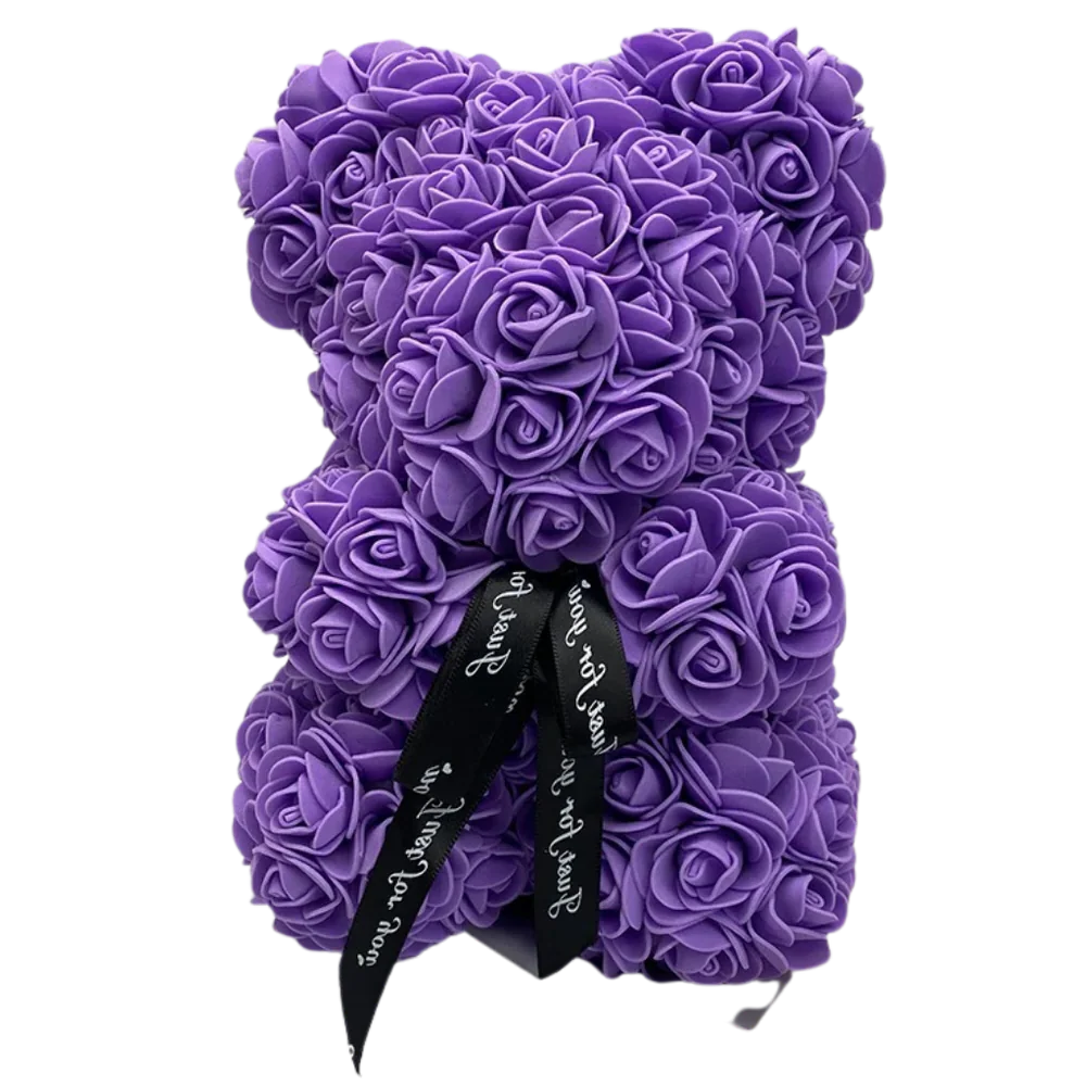 Foam Rose Teddy Bear with Ribbon Accent and Long-Lasting Design
