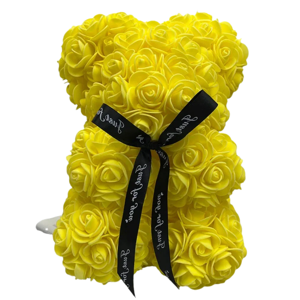 Foam Rose Teddy Bear with Ribbon Accent and Long-Lasting Design