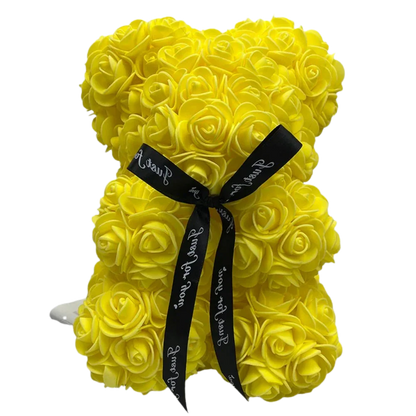 Foam Rose Teddy Bear with Ribbon Accent and Long-Lasting Design