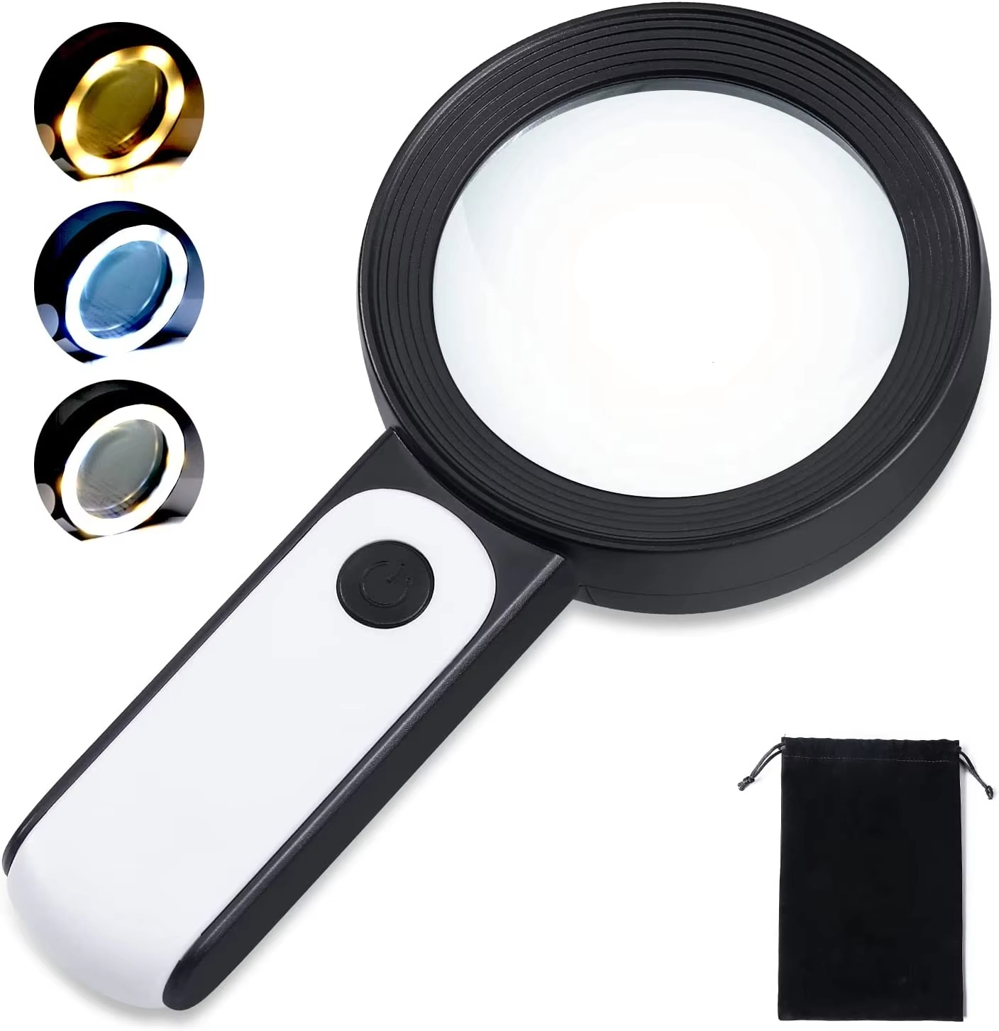 30x Magnifying Glass with LED Lights and Optical Lens, Single Hand Grip