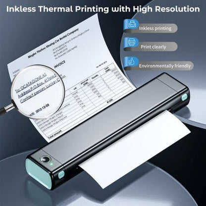 Portable Thermal Printer with Wireless Connectivity and A4 Paper Support