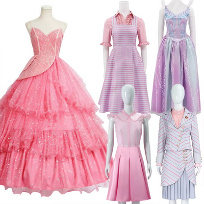 Fantasy Cosplay Dress with Fitted Bodice and Layered Skirt, Sparkling Accents