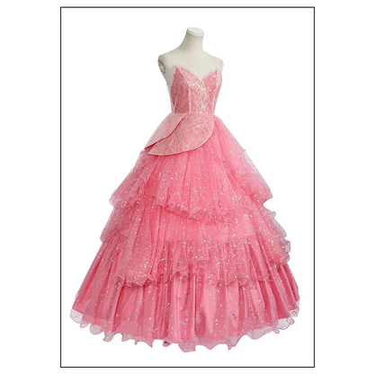 Fantasy Cosplay Dress with Fitted Bodice and Layered Skirt, Sparkling Accents