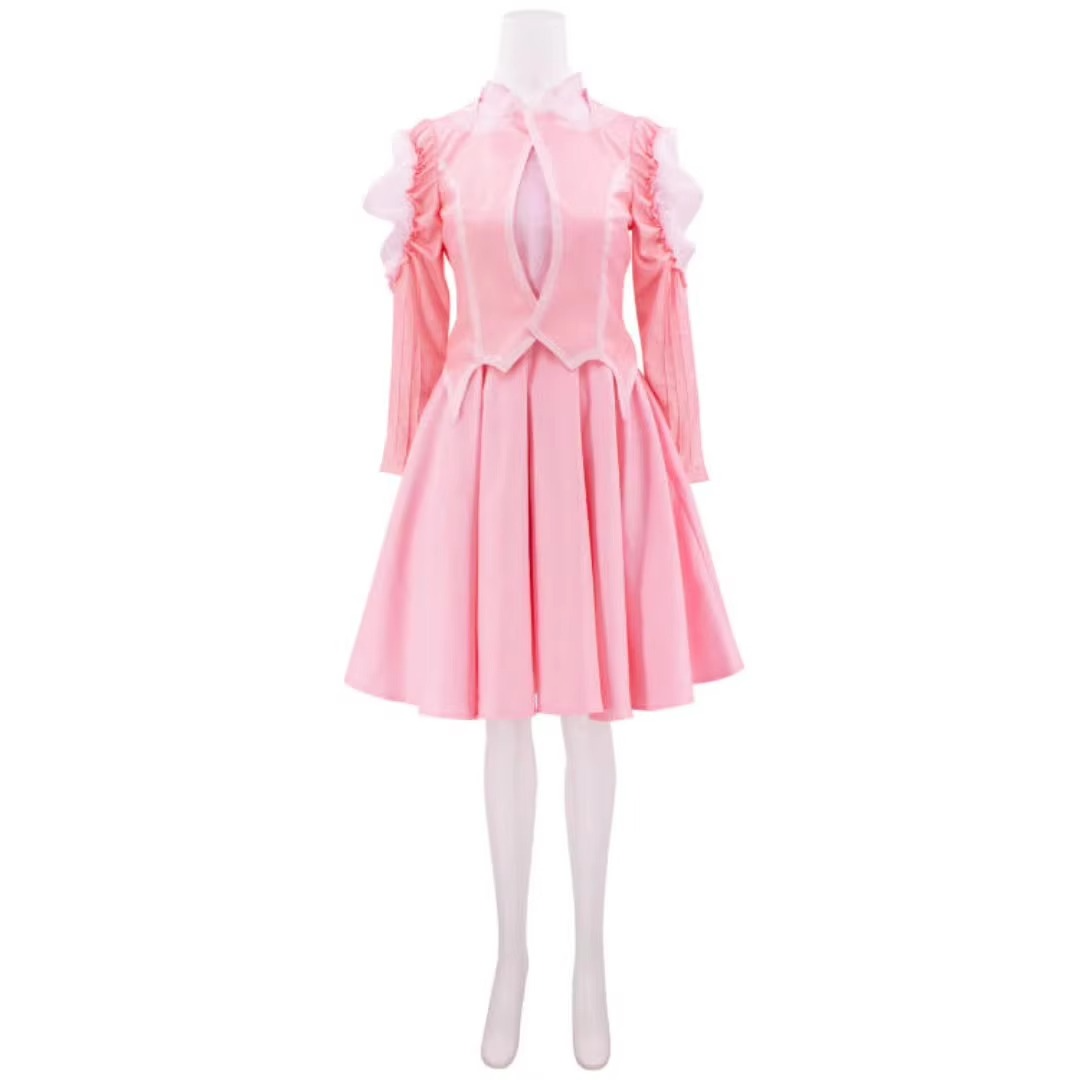Fantasy Cosplay Dress with Fitted Bodice and Layered Skirt, Sparkling Accents
