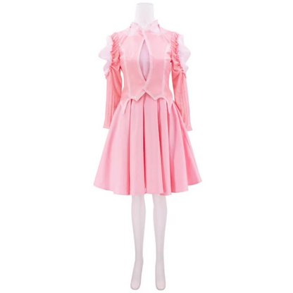 Fantasy Cosplay Dress with Fitted Bodice and Layered Skirt, Sparkling Accents