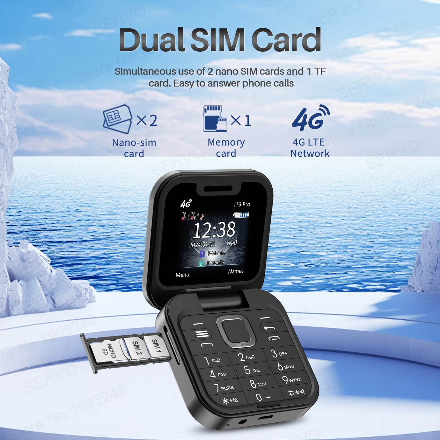 Flip Phone with Large Display and Big Button Keypad, Dual SIM Extended Battery