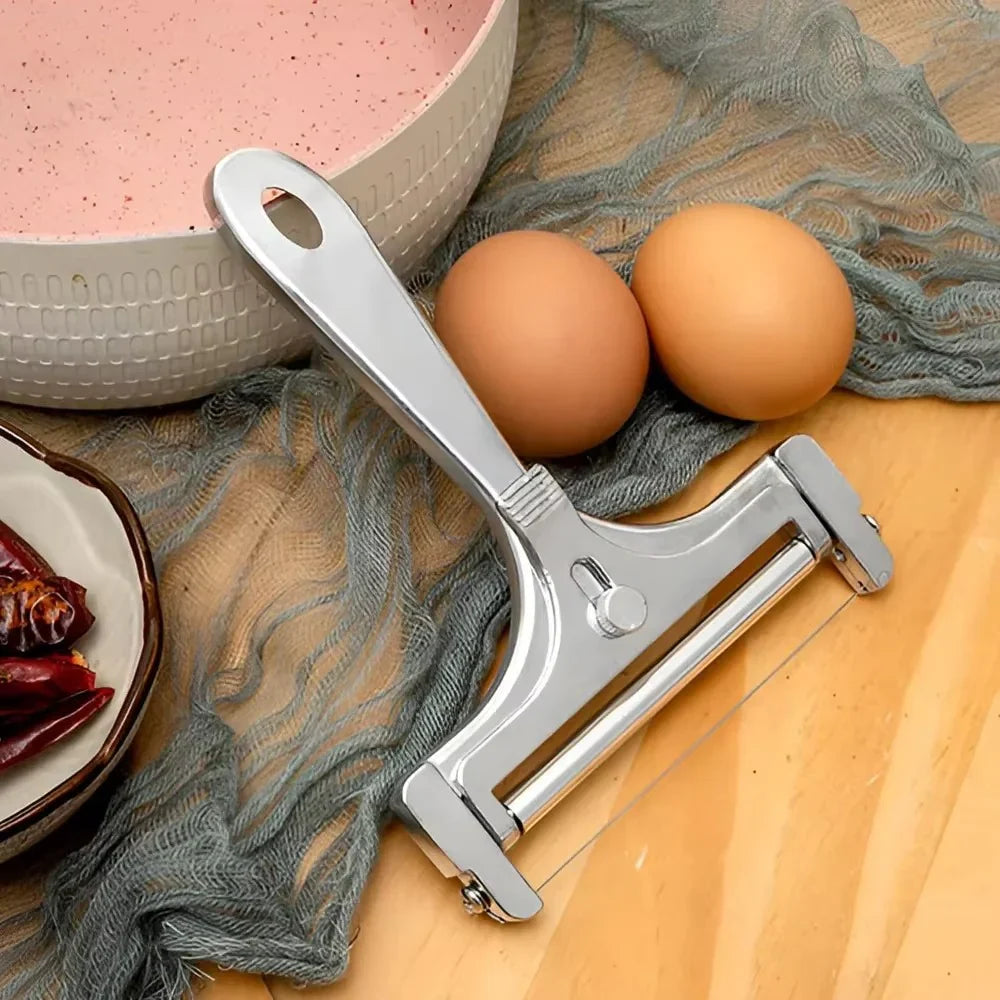 Adjustable Cheese Slicer with Wire Cutting Mechanism and Four Spare Wires