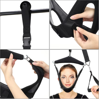 Cervical Neck Stretcher with Door Mount and Adjustable Straps, Foldable