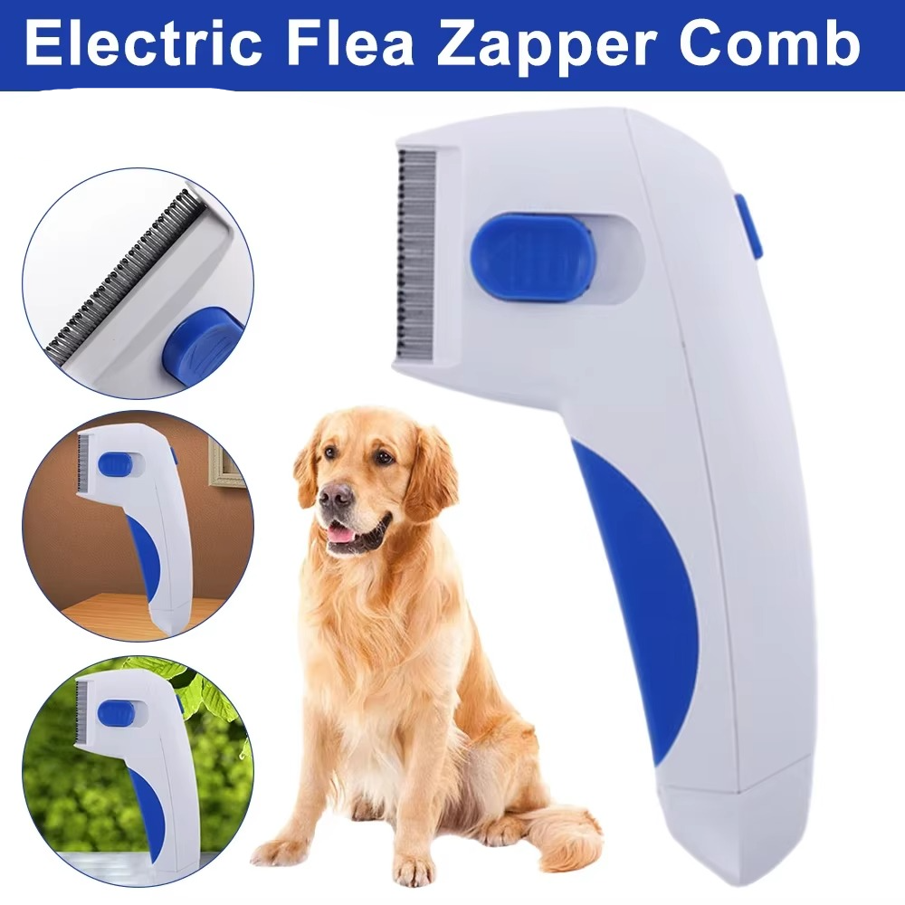 Electric Flea and Tick Comb with Fine Teeth and Gentle Current for Dogs and Cats