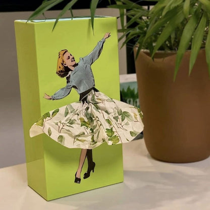 Fabric Tissue Box Cover with Removable Weighted Base and Billowing Skirt
