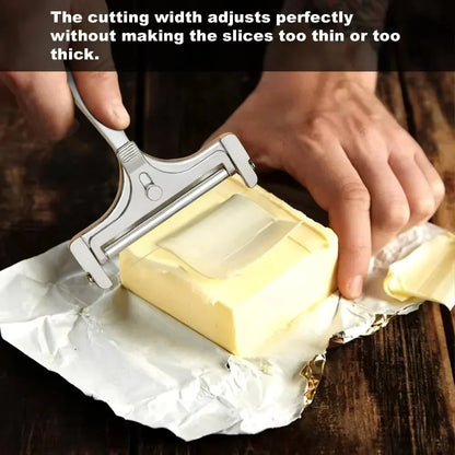 Adjustable Cheese Slicer with Wire Cutting Mechanism and Four Spare Wires