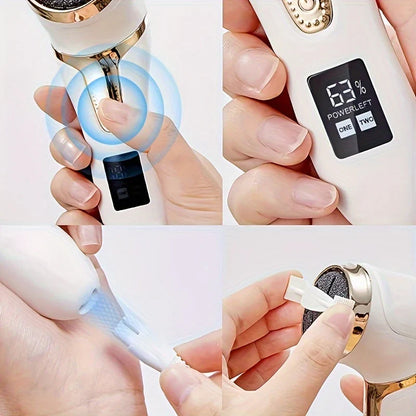 Rechargeable Electric Foot File with Quartz Grinding Head and Built-in Vacuum
