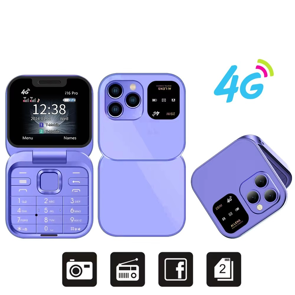 Flip Phone with Large Display and Big Button Keypad, Dual SIM Extended Battery