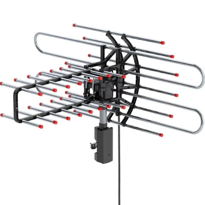 Outdoor TV Antenna with 360 Degree Rotation and Dual Output Ports for VHF/UHF Reception