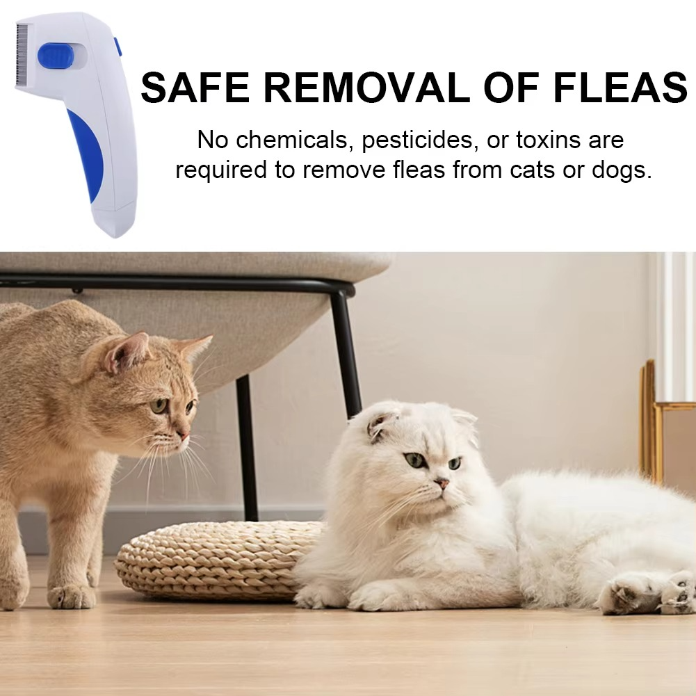 Electric Flea and Tick Comb with Fine Teeth and Gentle Current for Dogs and Cats