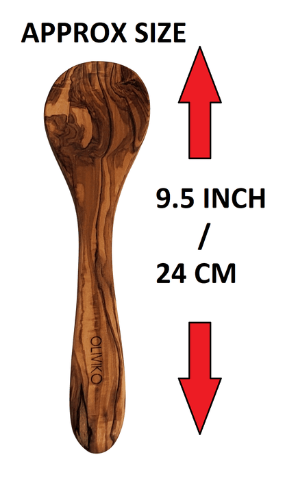 Handmade 9.5 inch olive wood salad servers fork and spoon set