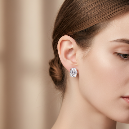 Moissanite Oval Stud Earrings with D Color VVS1 Stones and Sterling Silver Setting, 0.5-5ct