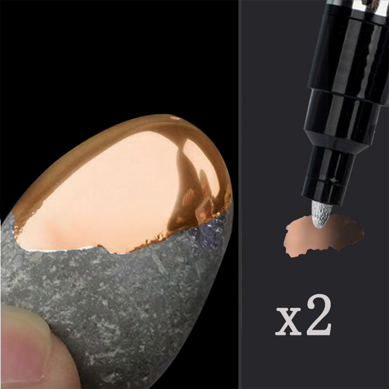 Metallic Paint Pen Set with Variable Tip Sizes and Reflective Finish for Multi-Surface Crafts