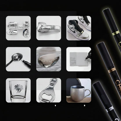 Metallic Paint Pen Set with Variable Tip Sizes and Reflective Finish for Multi-Surface Crafts