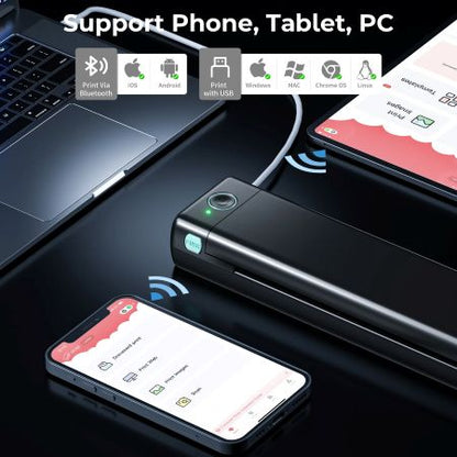 Portable Thermal Printer with Wireless Connectivity and A4 Paper Support