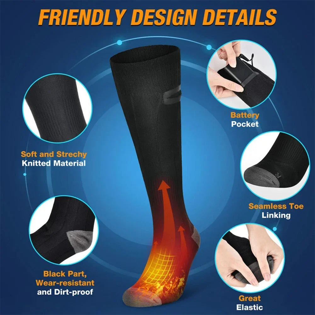 Heated Socks with Rechargeable Battery and Three Temperature Settings, 10-Hour Runtime