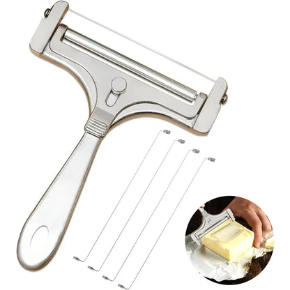 Adjustable Cheese Slicer with Wire Cutting Mechanism and Four Spare Wires