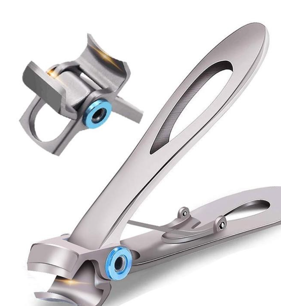 Wide Jaw Toenail Clipper with Cast Steel Blade and Curved Handle for Thick Nails