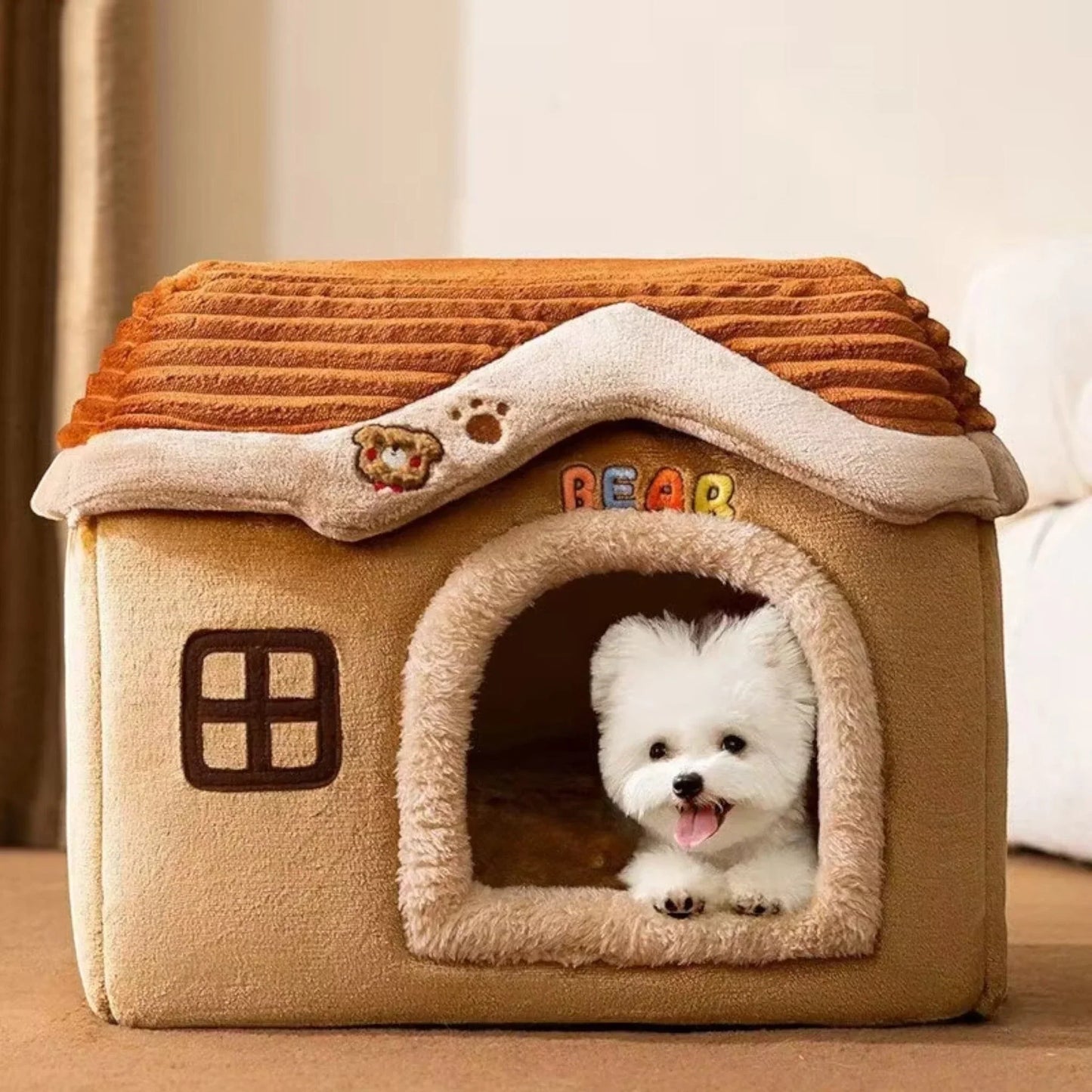 Padded Round Pet Bed with Bolster Edges and Removable Washable Cover