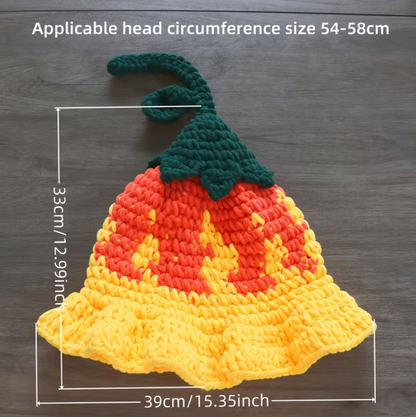 Hand Crocheted Pointed Wizard Hat with Floral Pattern for Women in Three Colors