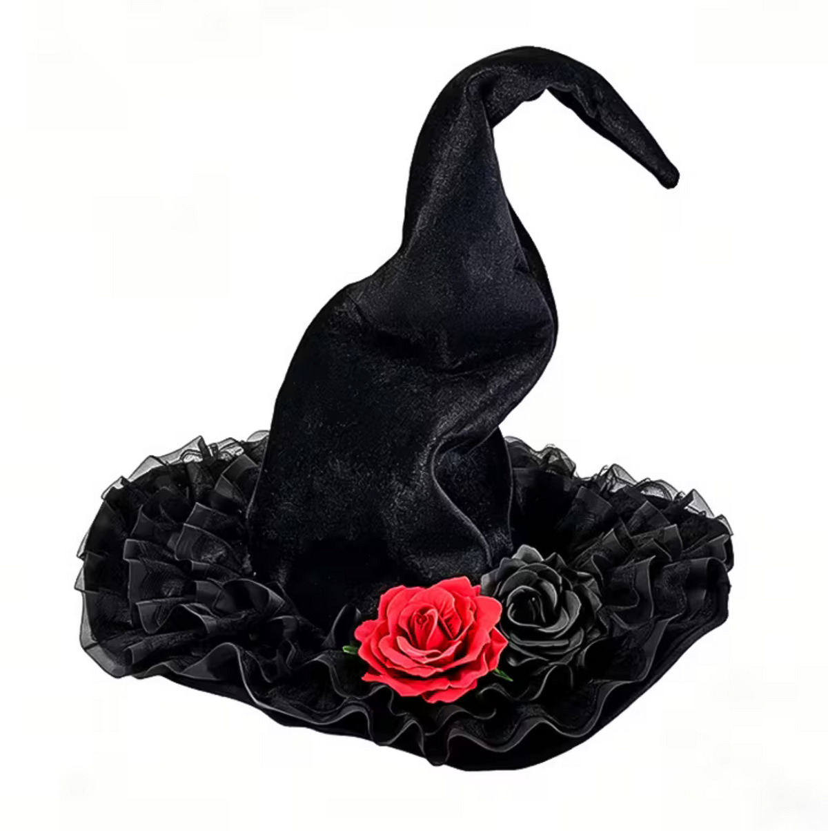 Twisted Brim Witch Hat for Adults with Decorative Trim