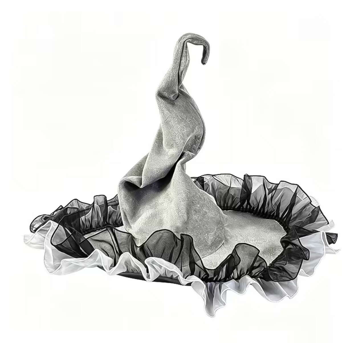 Twisted Brim Witch Hat for Adults with Decorative Trim