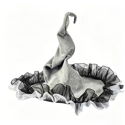 Twisted Brim Witch Hat for Adults with Decorative Trim