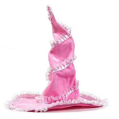 Twisted Brim Witch Hat for Adults with Decorative Trim