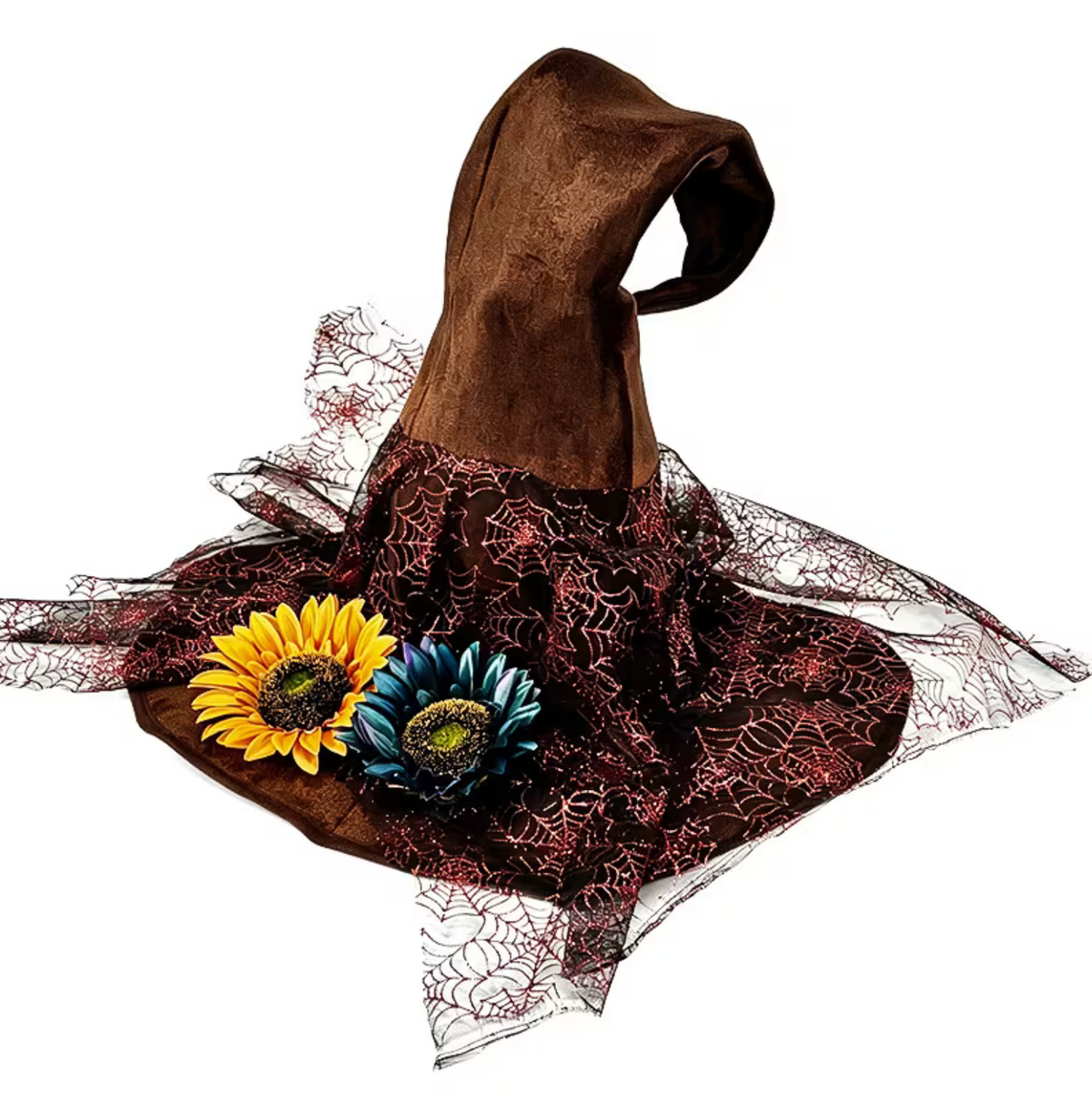 Twisted Brim Witch Hat for Adults with Decorative Trim