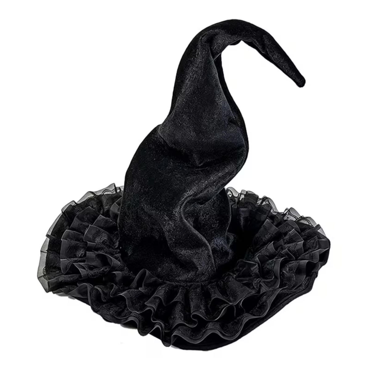 Twisted Brim Witch Hat for Adults with Decorative Trim