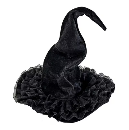 Twisted Brim Witch Hat for Adults with Decorative Trim