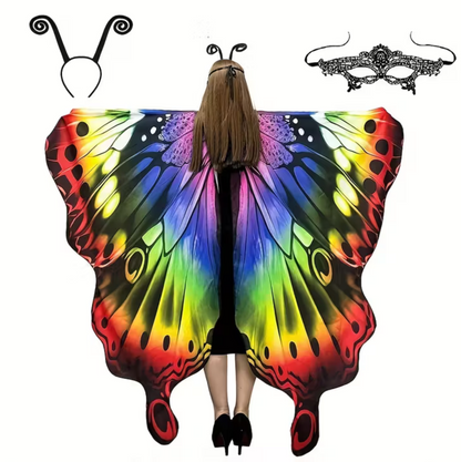 Printed Butterfly Wing Shawl and Matching Headband for Costumes