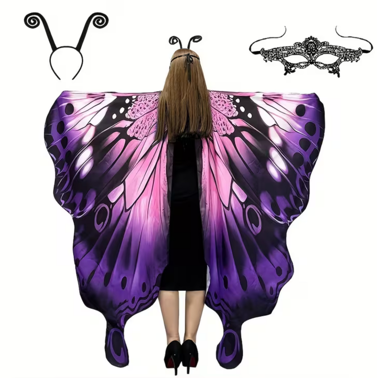 Printed Butterfly Wing Shawl and Matching Headband for Costumes