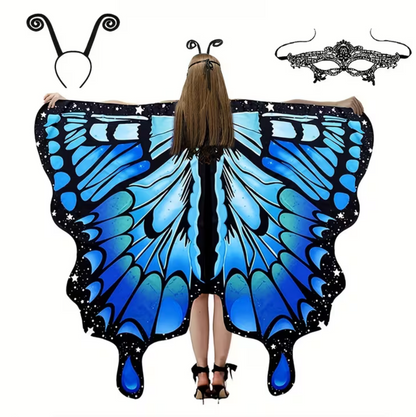 Printed Butterfly Wing Shawl and Matching Headband for Costumes