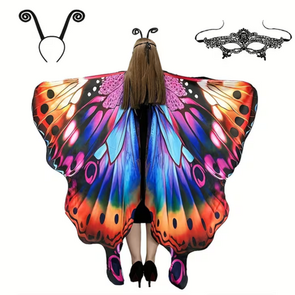 Printed Butterfly Wing Shawl and Matching Headband for Costumes