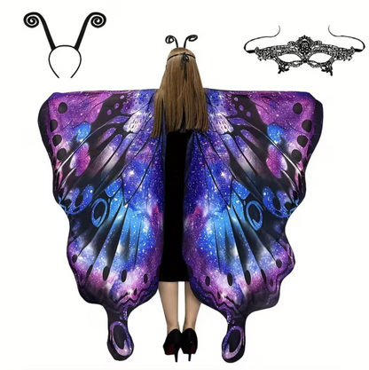 Printed Butterfly Wing Shawl and Matching Headband for Costumes
